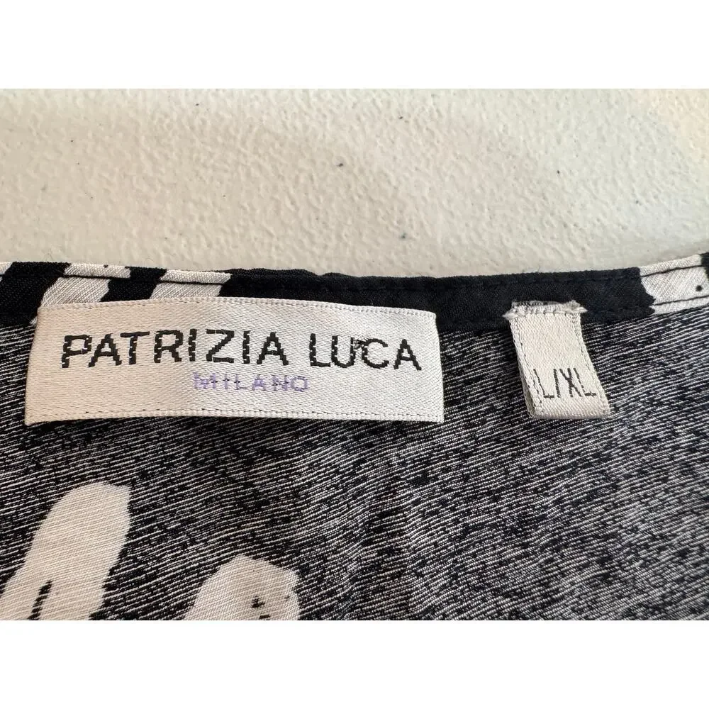 Patrizia Luca Milano balloon midi dress cap sleeve scoop neck black white L/XL - Picture 5 of 6